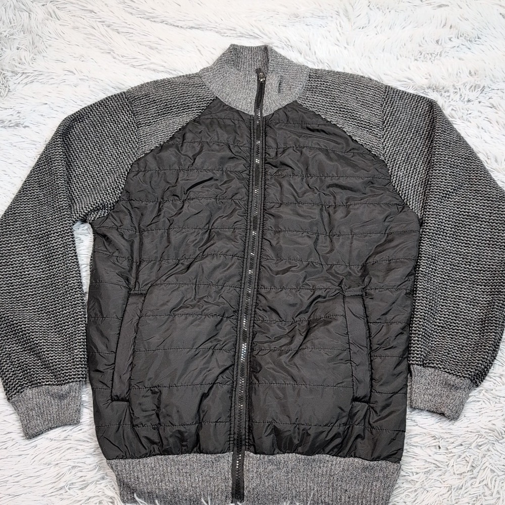 MKS Jacket Womens‎ M Gray Black Zip Up Preppy Career Pockets Comfort Casual
